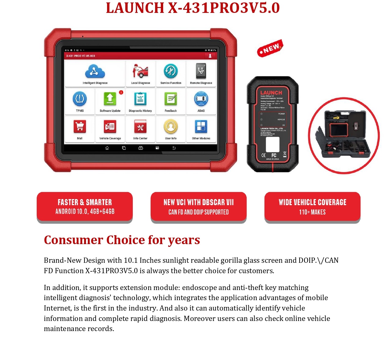 SCANNER LAUNCH X431 PRO3 V7.0